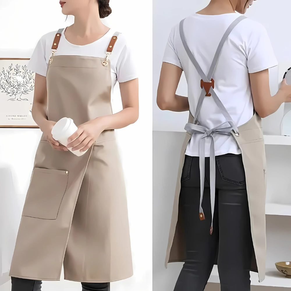 Lunara Chef Apron - Waterproof Canvas, Adjustable Straps and Pockets 6