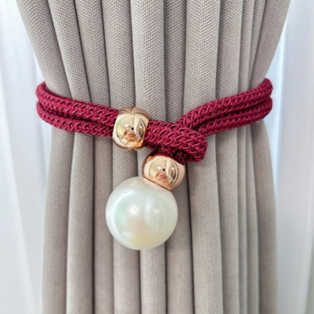 Lustra Curtain Tiebacks - Faux Pearl, Adjustable Holdbacks for Elegant Drapery 0