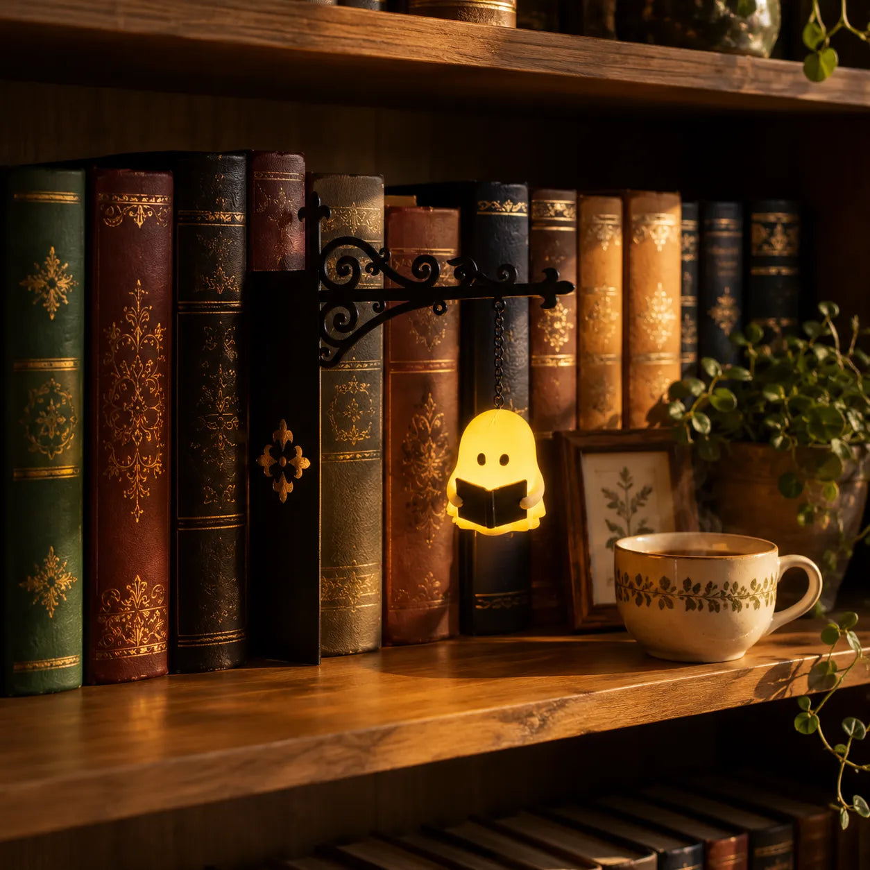 LuxeGlow Bookshelf Lantern - Warm Amber LED, Tool-Free Installation 4