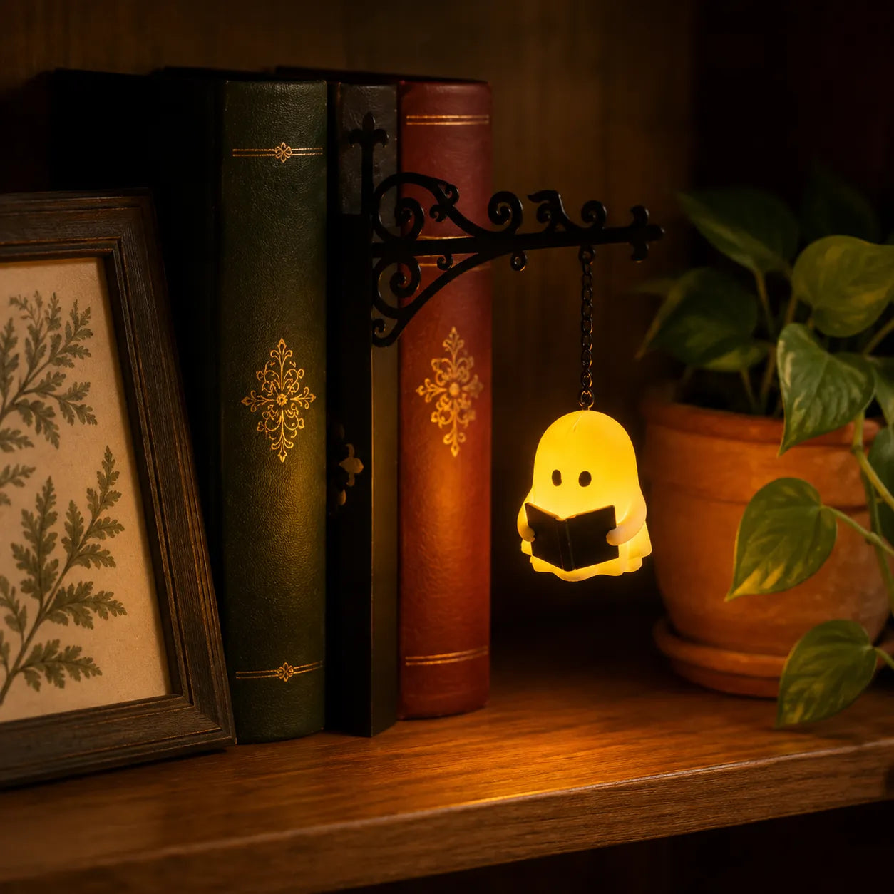 LuxeGlow Bookshelf Lantern - Warm Amber LED, Tool-Free Installation 6
