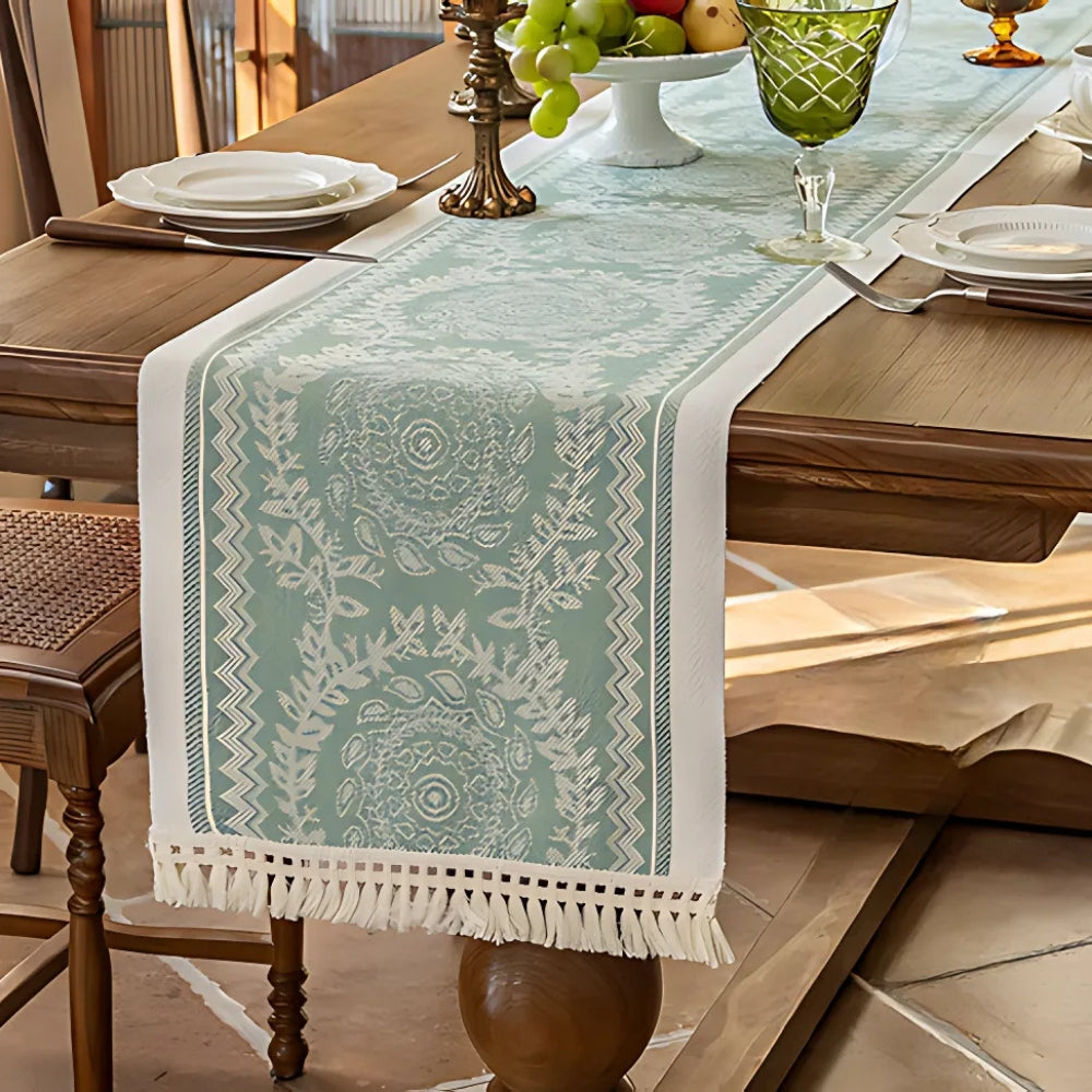 Luxe Linen Table Runner - Soft Woven Cotton Blend, Vintage Charm 6