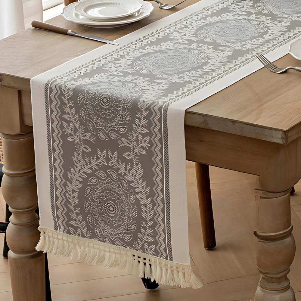 Luxe Linen Table Runner - Soft Woven Cotton Blend, Vintage Charm 7