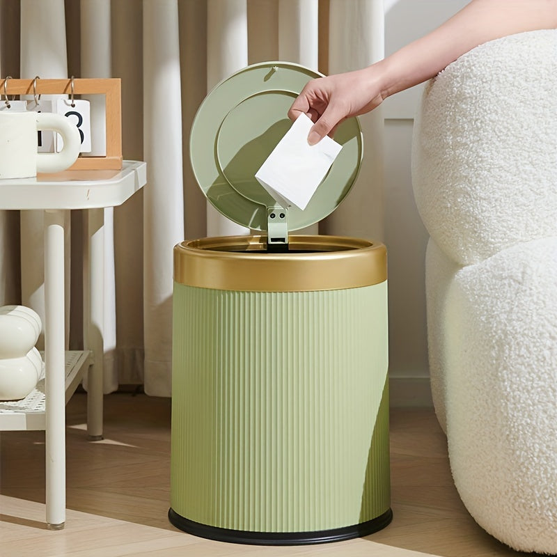 Luxe Oval Kitchen Trash Can - Press-Top Design, Odour-Sealing 1