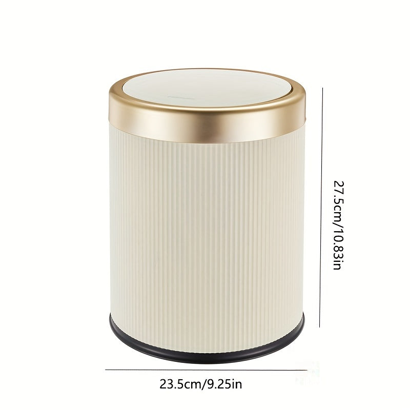 Luxe Oval Kitchen Trash Can - Press-Top Design, Odour-Sealing 3