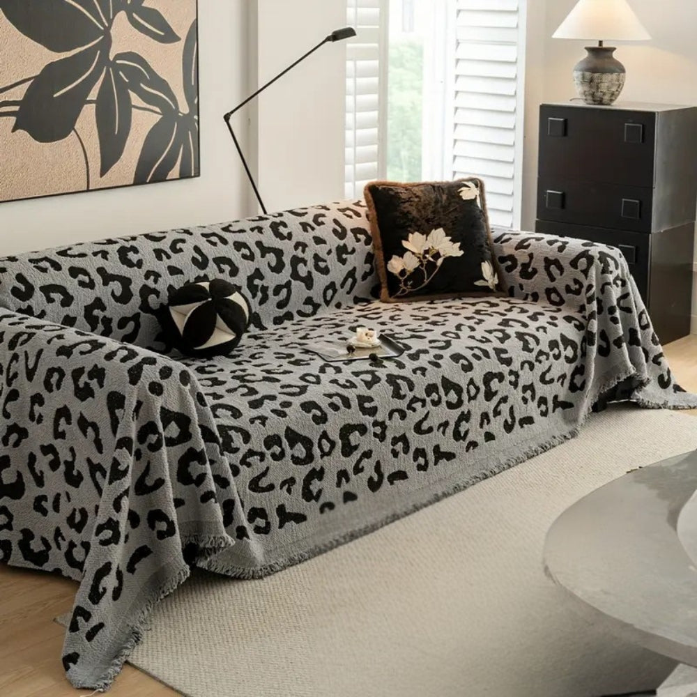Luxe Sofa Cover - Thick Microfiber, Leopard Print 1