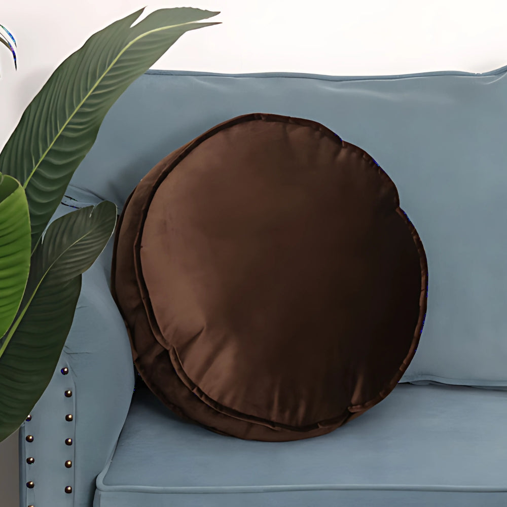 Luxevel Round Cushion - Velvet, Plush Comfort, Hidden Zipper 0