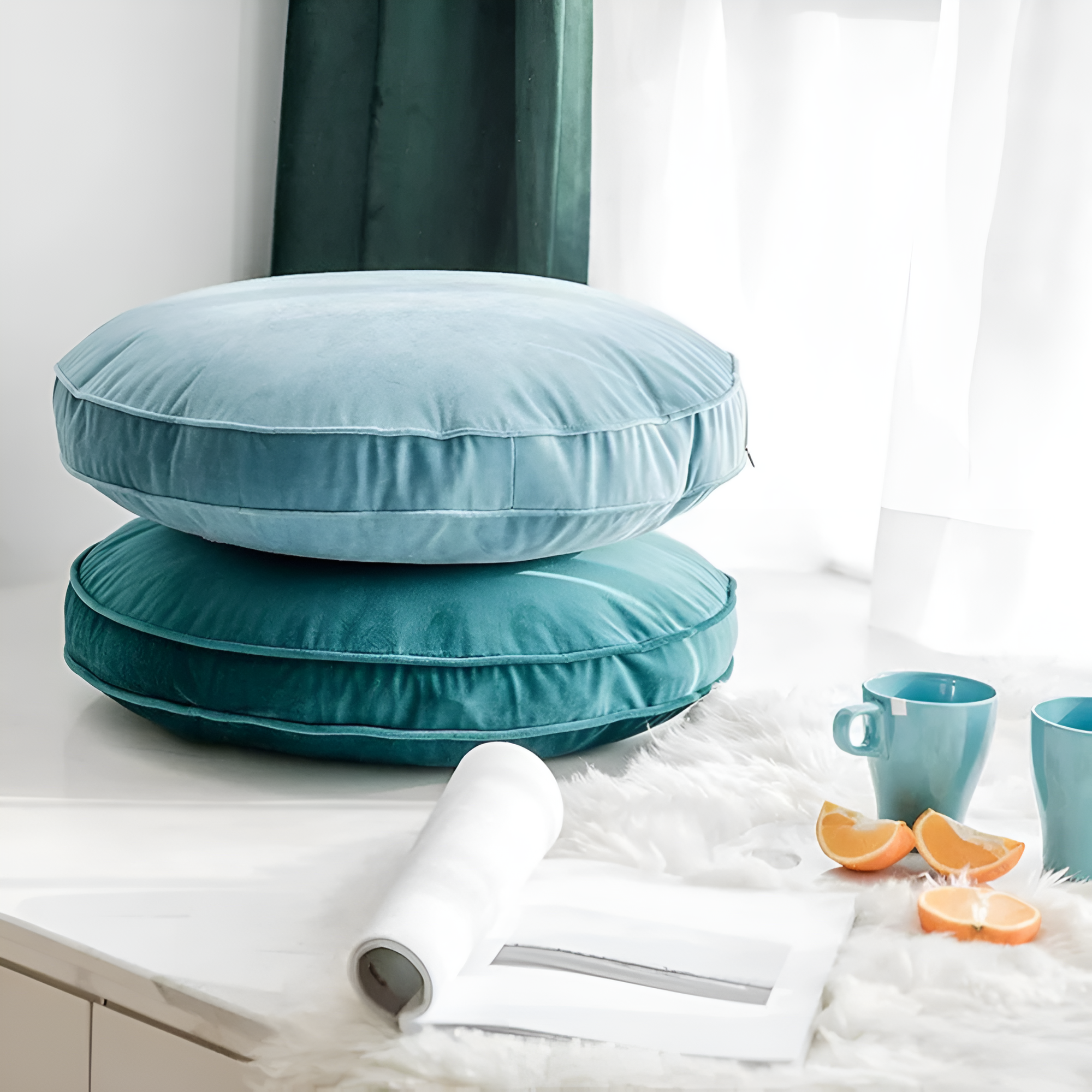 Luxevel Round Cushion - Velvet, Plush Comfort, Hidden Zipper 3