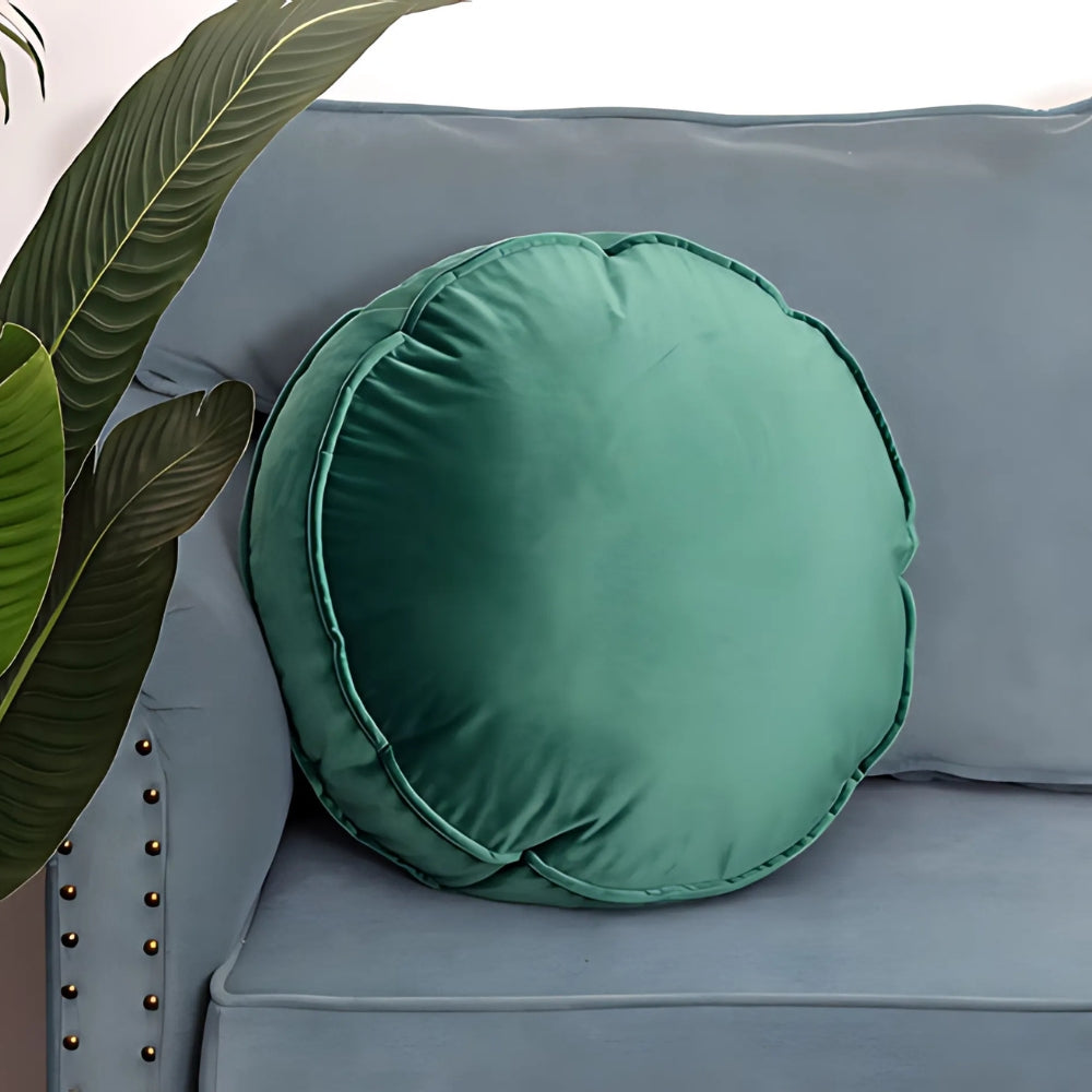 Luxevel Round Cushion - Velvet, Plush Comfort, Hidden Zipper 4