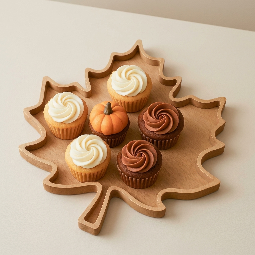 Maplewood Serving Tray - Food-Safe Wood, Autumn Leaf Design 0