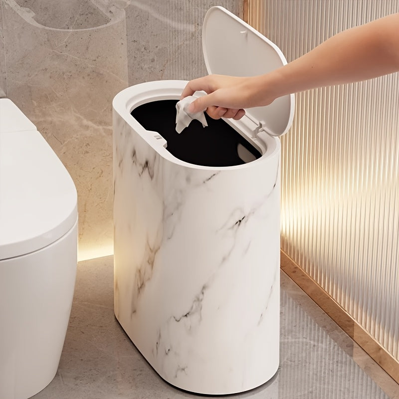 Mara Kitchen Trash Can - Oval Shape, Marble Finish 3