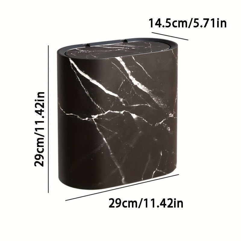 Mara Kitchen Trash Can - Oval Shape, Marble Finish 4