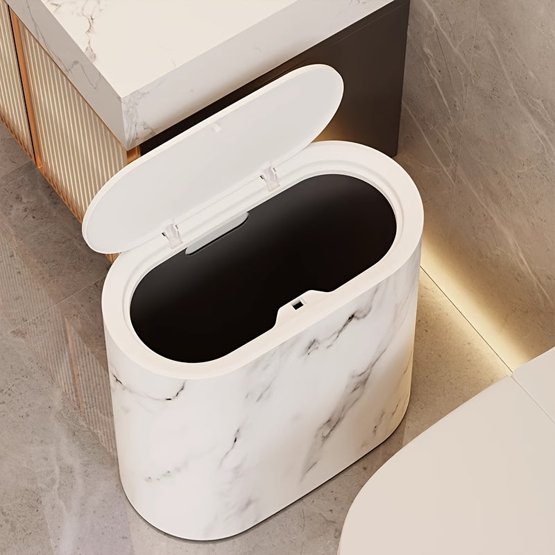 Mara Kitchen Trash Can - Oval Shape, Marble Finish 5