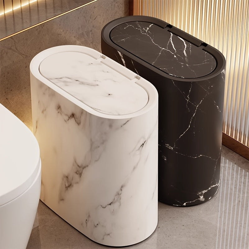Mara Kitchen Trash Can - Oval Shape, Marble Finish 9