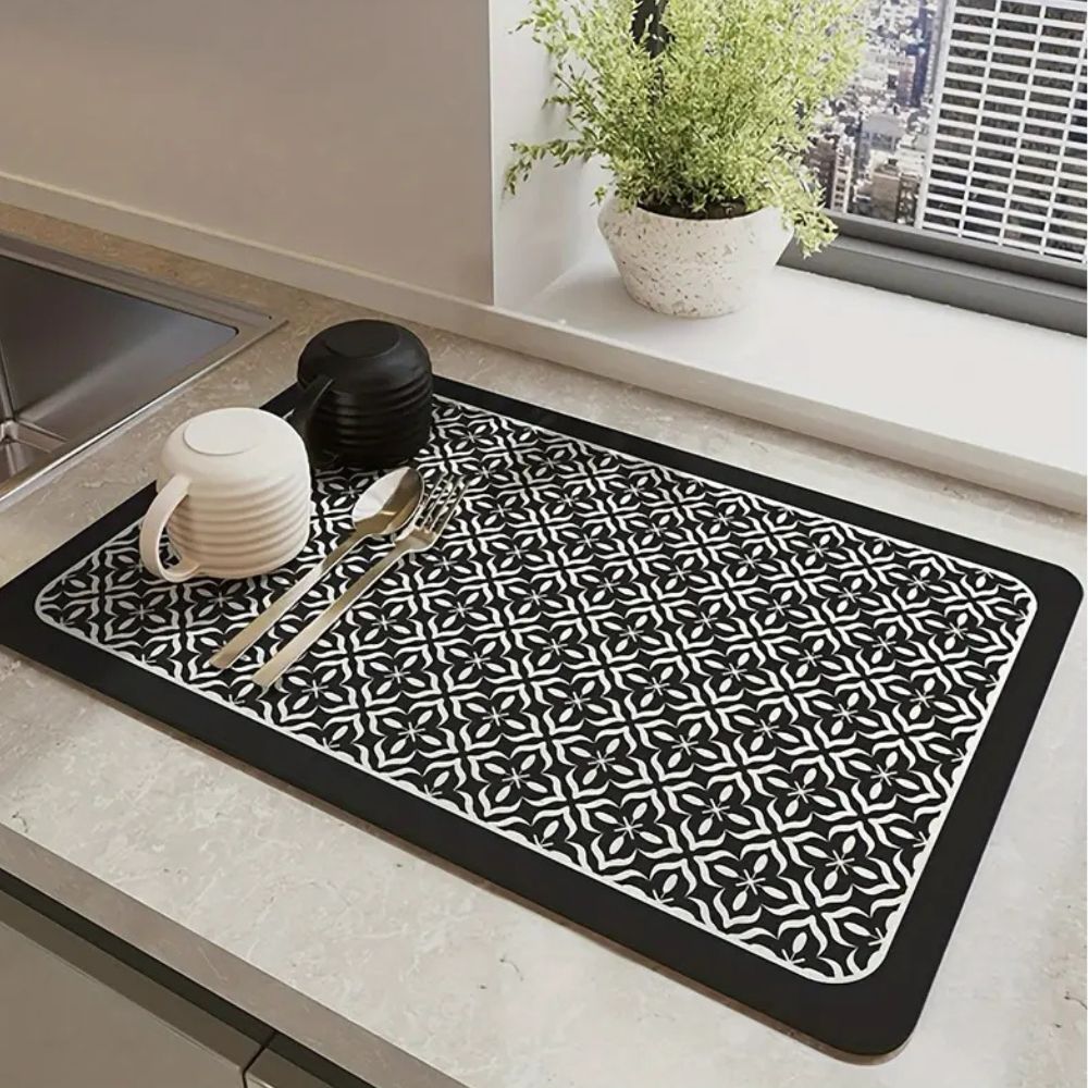 Maven Kitchen Drying Mat - Silicone, Absorbent Mandala Design 0
