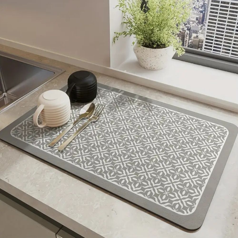Maven Kitchen Drying Mat - Silicone, Absorbent Mandala Design 2