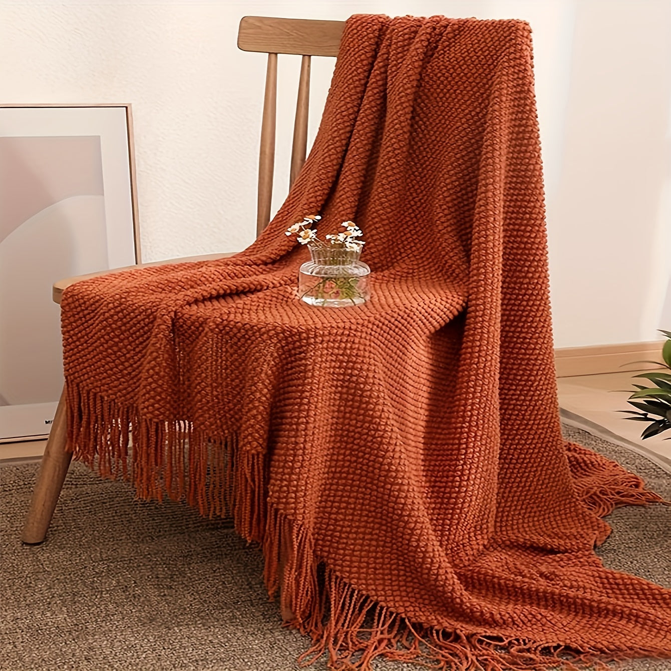 Maven Morandi Blanket - Soft Knitted Polyester, Lodge Style 2