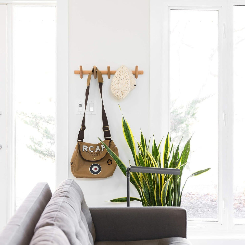 Maven Wall Organizer - Wooden Wall Storage with Hooks for Coats 1
