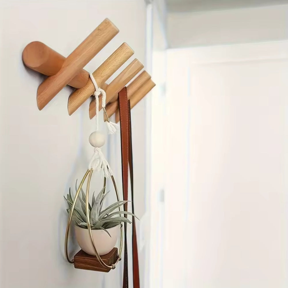 Maven Wall Organizer - Wooden Wall Storage with Hooks for Coats 2