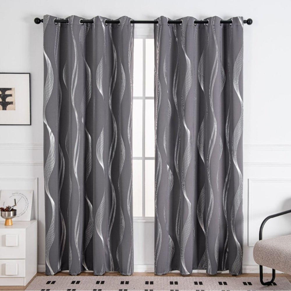 Maverick Blackout Curtain Panel - Soft Microfiber, Modern Wave Pattern 2