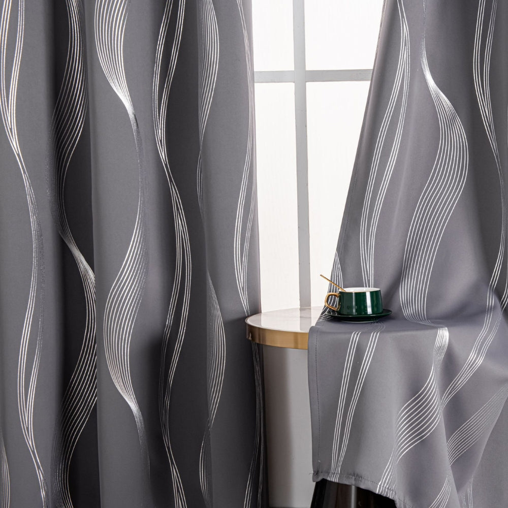 Maverick Blackout Curtain Panel - Soft Microfiber, Modern Wave Pattern 3