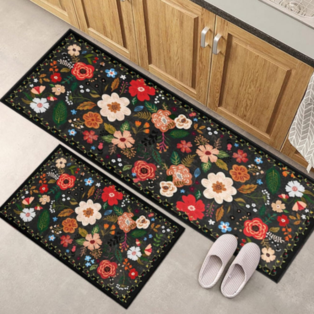 Meadowlyn Kitchen Mat Set - Boho Floral, Anti-Fatigue, Washable 0