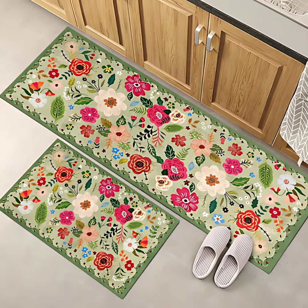Meadowlyn Kitchen Mat Set - Boho Floral, Anti-Fatigue, Washable 3
