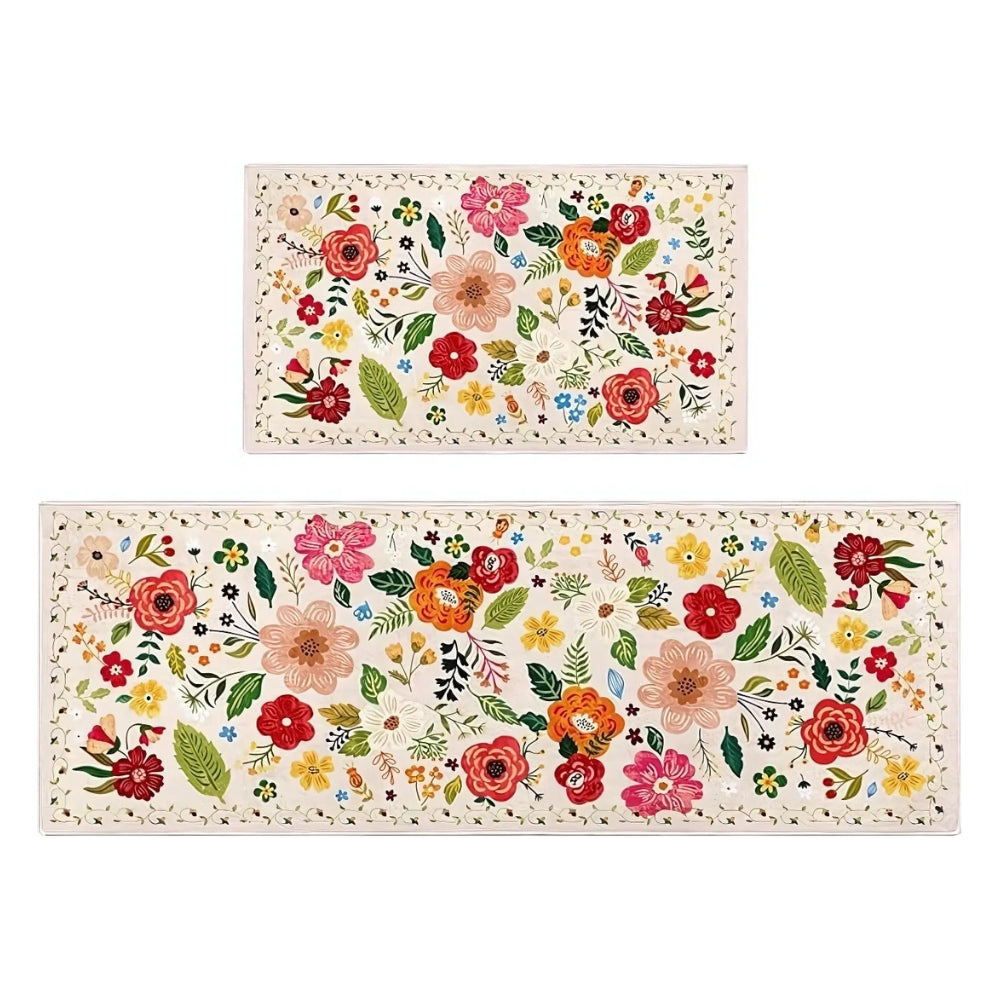 Meadowlyn Kitchen Mat Set - Boho Floral, Anti-Fatigue, Washable 6