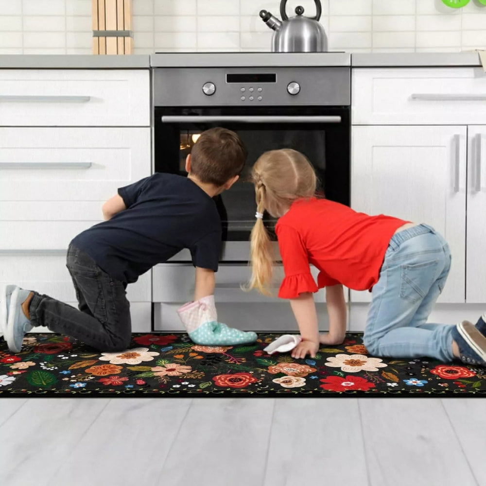 Meadowlyn Kitchen Mat Set - Boho Floral, Anti-Fatigue, Washable 7