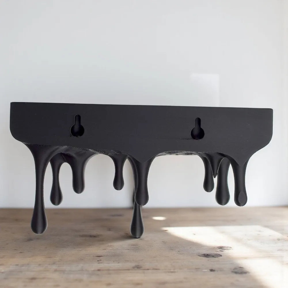 Melti Floating Shelf - Matte Black, Drip Design Wall Display 2