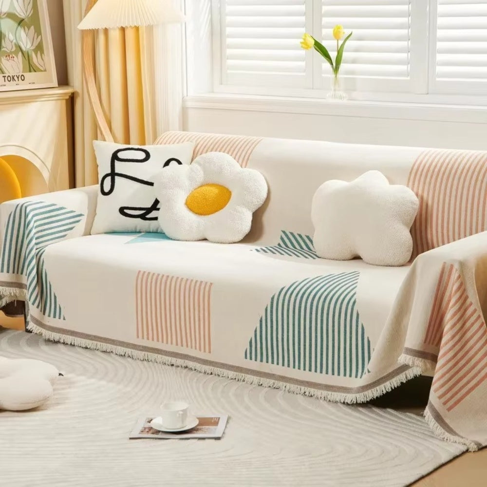 Meringue Sofa Cover - Soft Chenille, Geometric Design 2