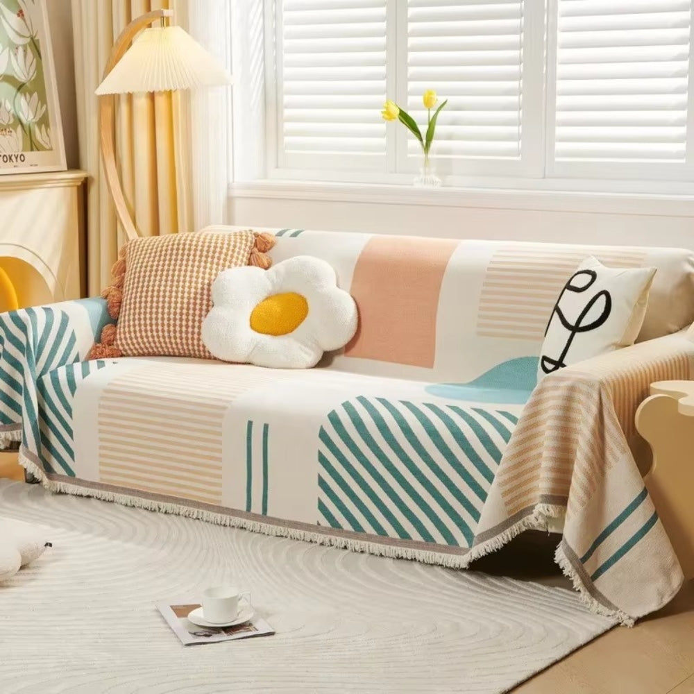 Meringue Sofa Cover - Soft Chenille, Geometric Design 4