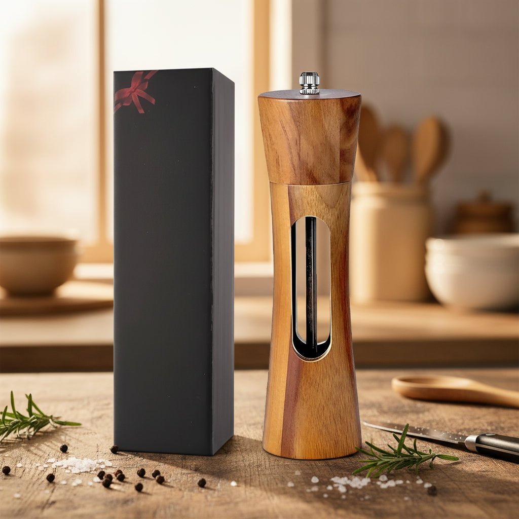 Milo Salt and Pepper Grinders Set - Adjustable Wooden Design, Elegant 0