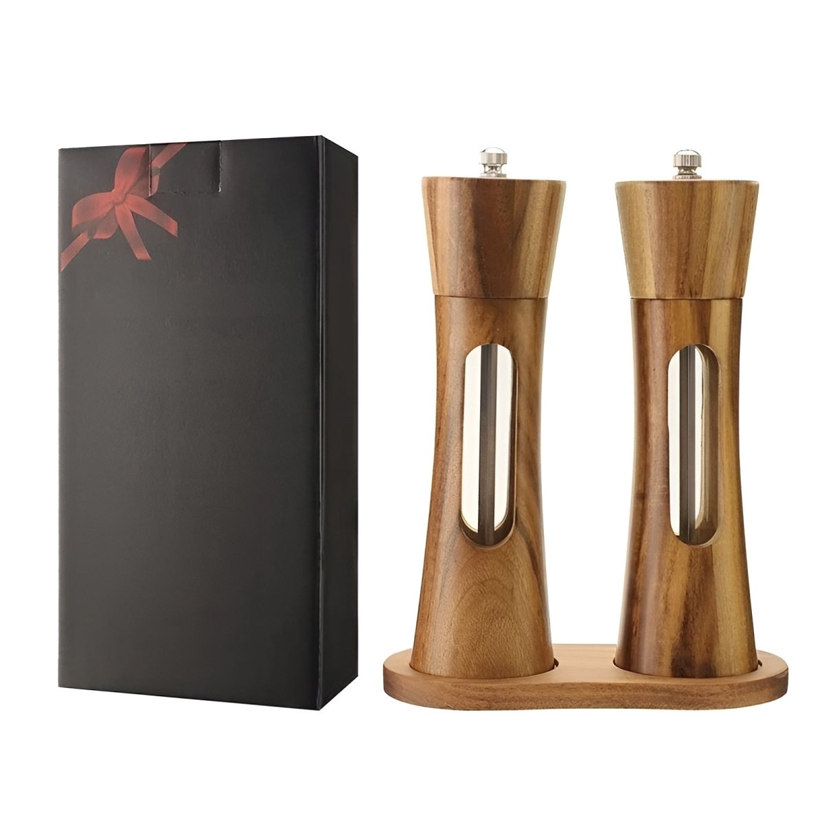 Milo Salt and Pepper Grinders Set - Adjustable Wooden Design, Elegant 4