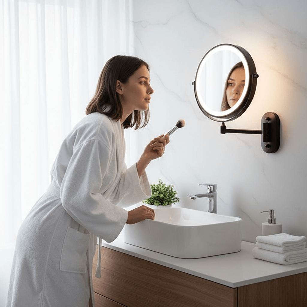 Mira Lighted Magnifying Makeup Mirror - Rechargeable LED, Adjustable Brightness 3