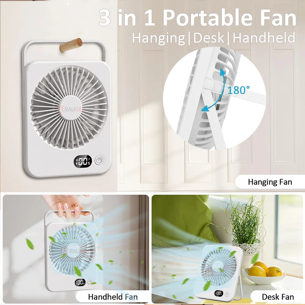 Mira Portable Fan - Battery Operated, USB Rechargeable, Foldable, Hand Held 3