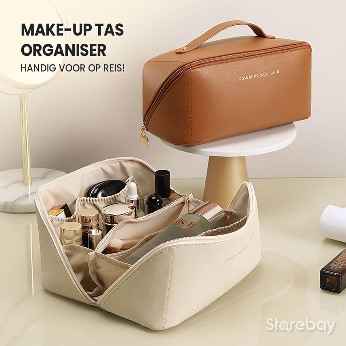 Mira Travel Makeup Bag - PU Leather, Double Layer Organizer 0