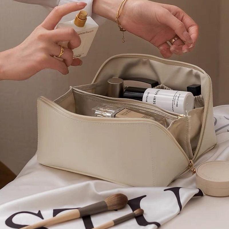 Mira Travel Makeup Bag - PU Leather, Double Layer Organizer 6