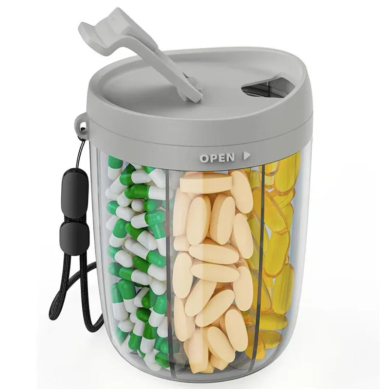 Mira Travel Pill Case - Compact Tin, 6-Compartment with Transparent Lid 0