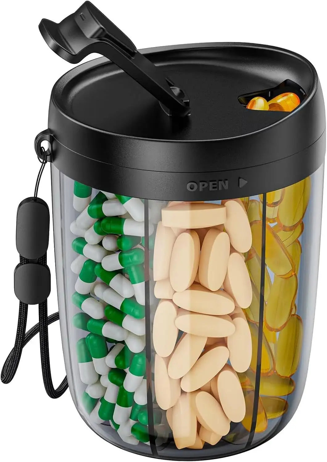 Mira Travel Pill Case - Compact Tin, 6-Compartment with Transparent Lid 1