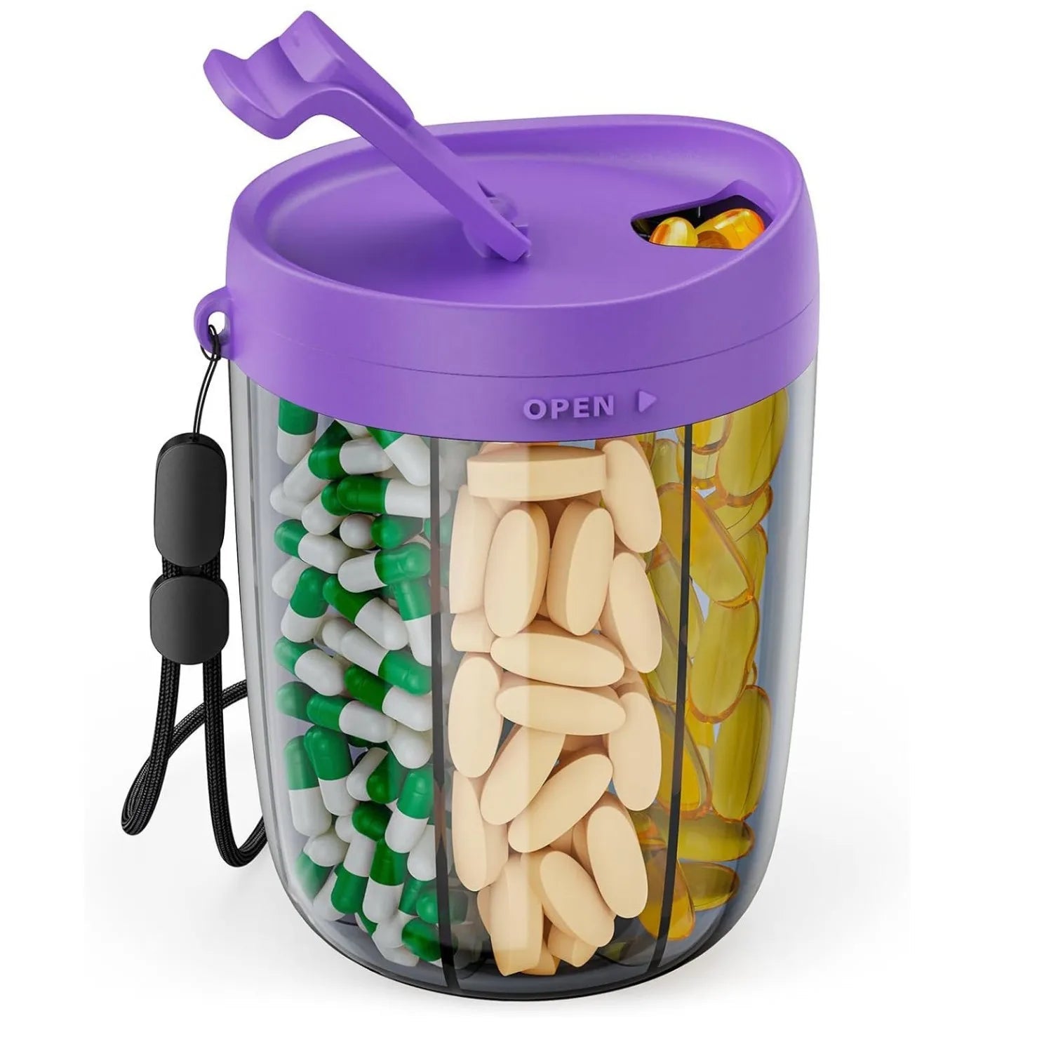 Mira Travel Pill Case - Compact Tin, 6-Compartment with Transparent Lid 11