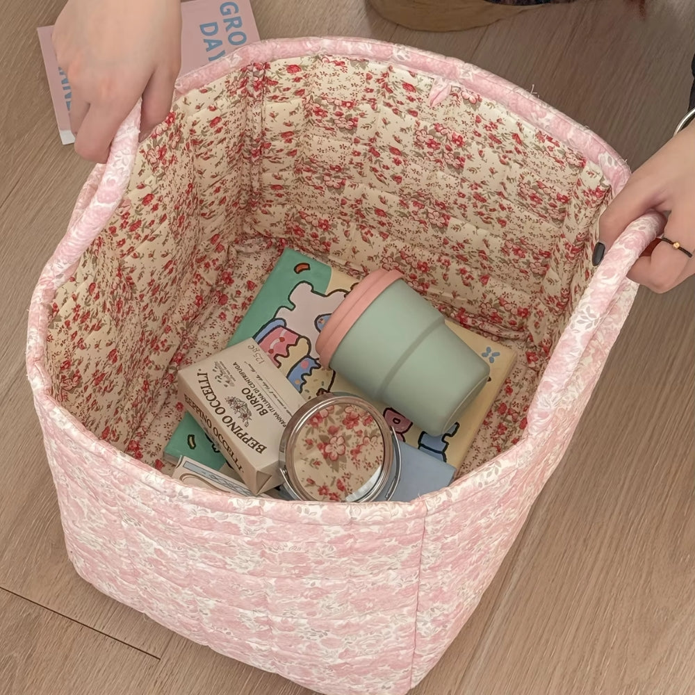 Misty Storage Basket - Quilted Microfiber, Floral Design 2
