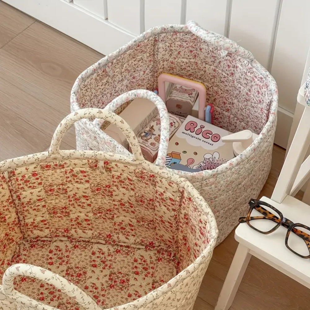 Misty Storage Basket - Quilted Microfiber, Floral Design 5