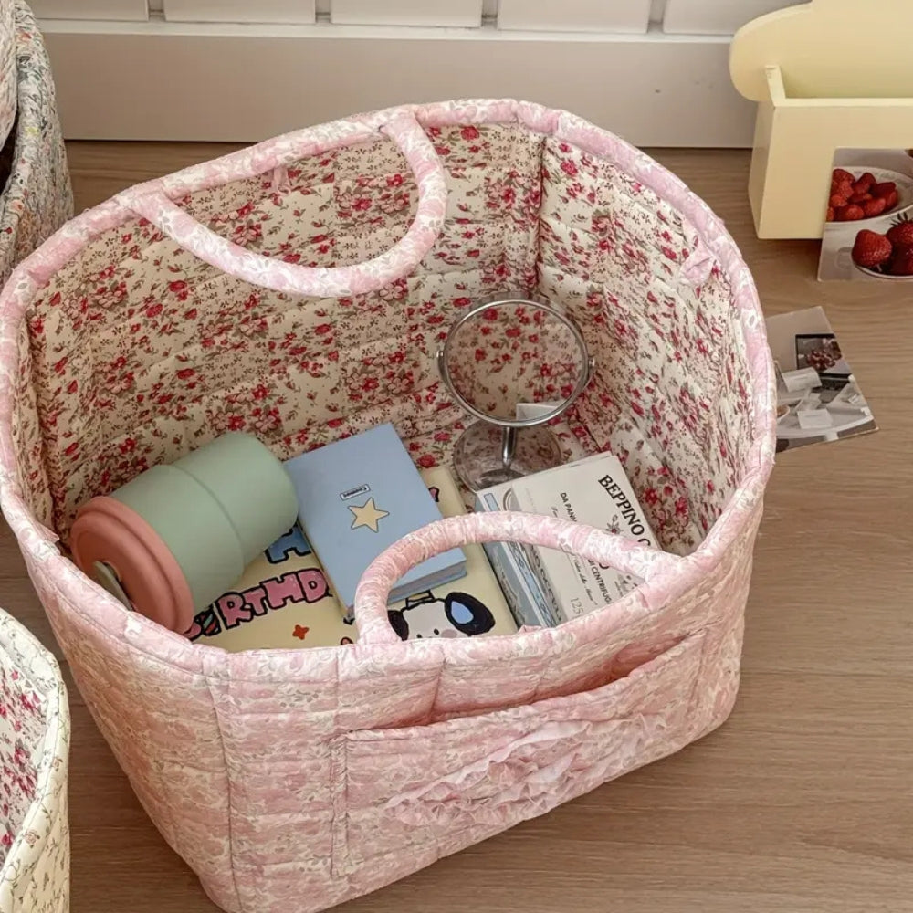 Misty Storage Basket - Quilted Microfiber, Floral Design 8