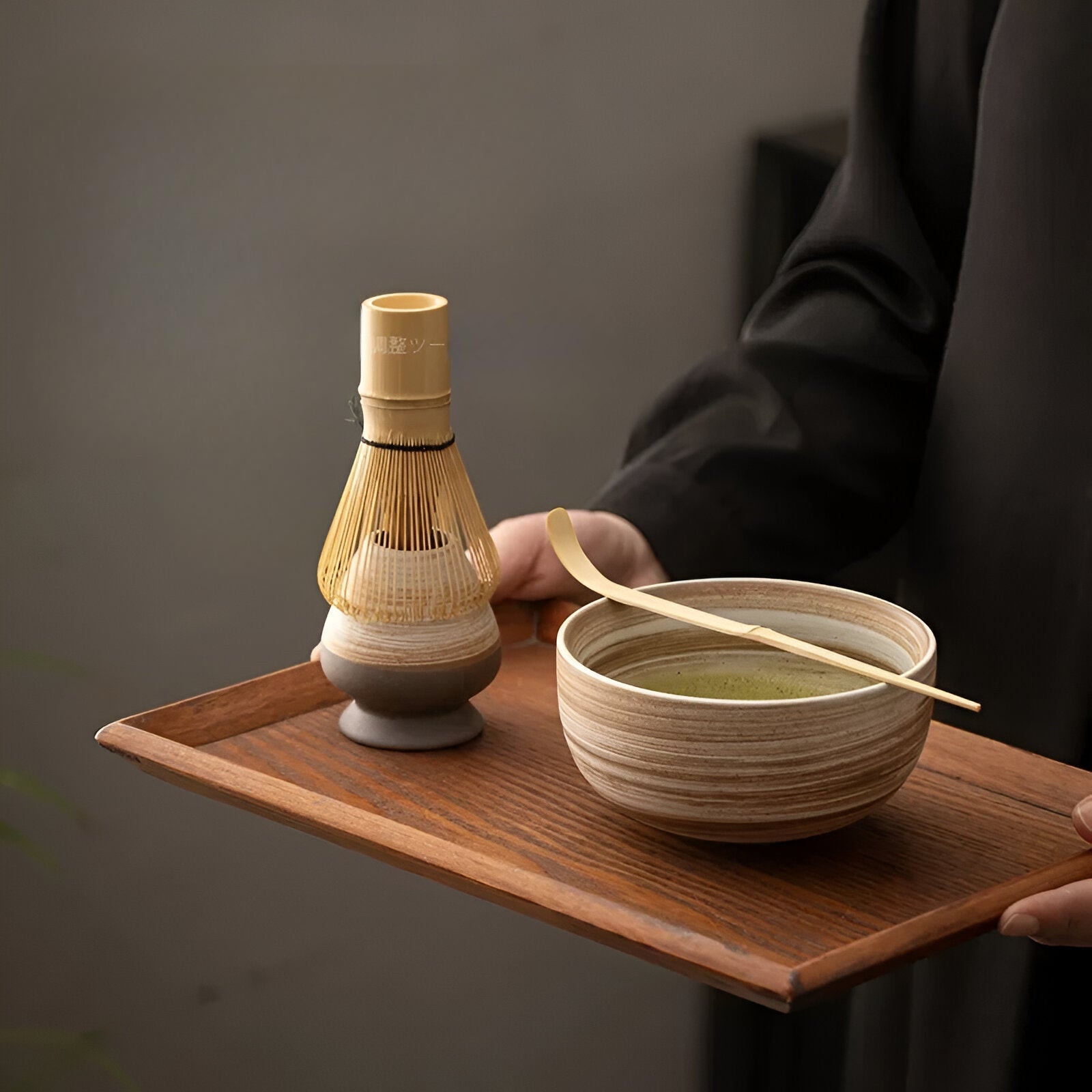 Miyako Matcha Tea Set - Bamboo and Ceramic, 4-Piece Traditional Ceremony 2