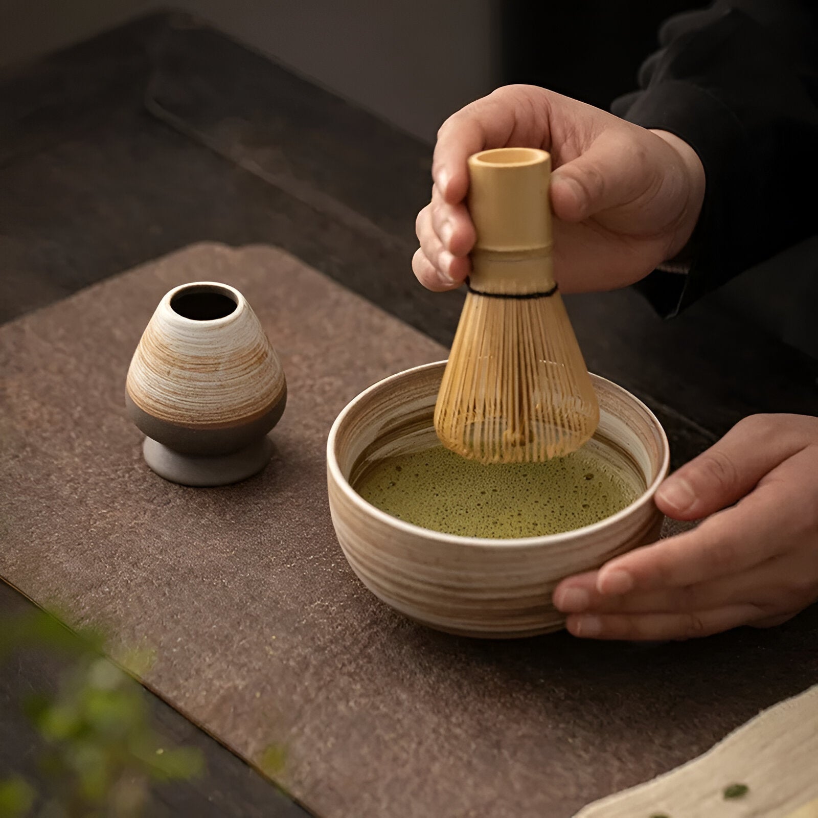 Miyako Matcha Tea Set - Bamboo and Ceramic, 4-Piece Traditional Ceremony 5