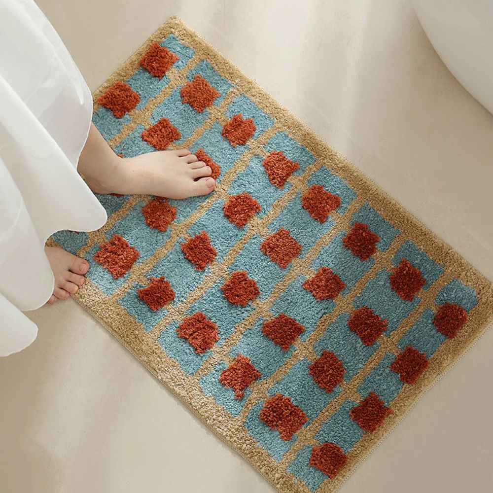 Mosaic Bath Mat - Soft Fabric, Non-Slip Design, Moroccan Pattern 2