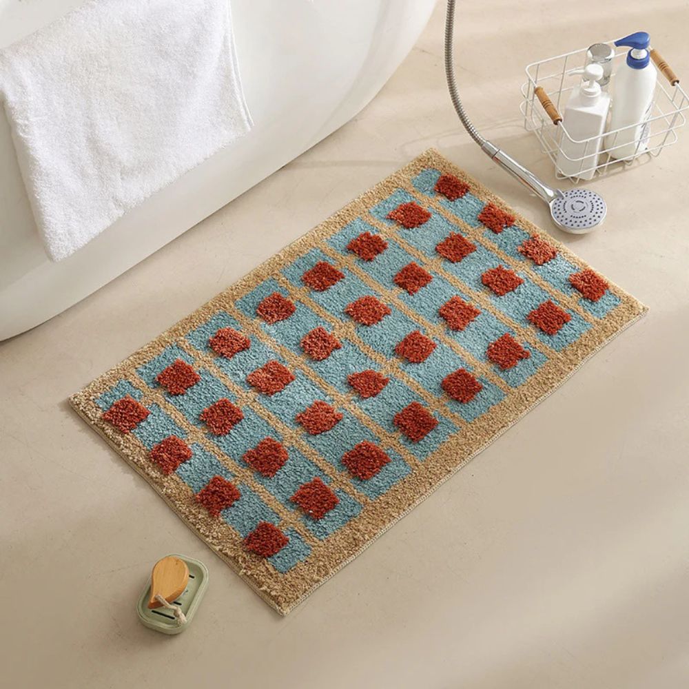 Mosaic Bath Mat - Soft Fabric, Non-Slip Design, Moroccan Pattern 8