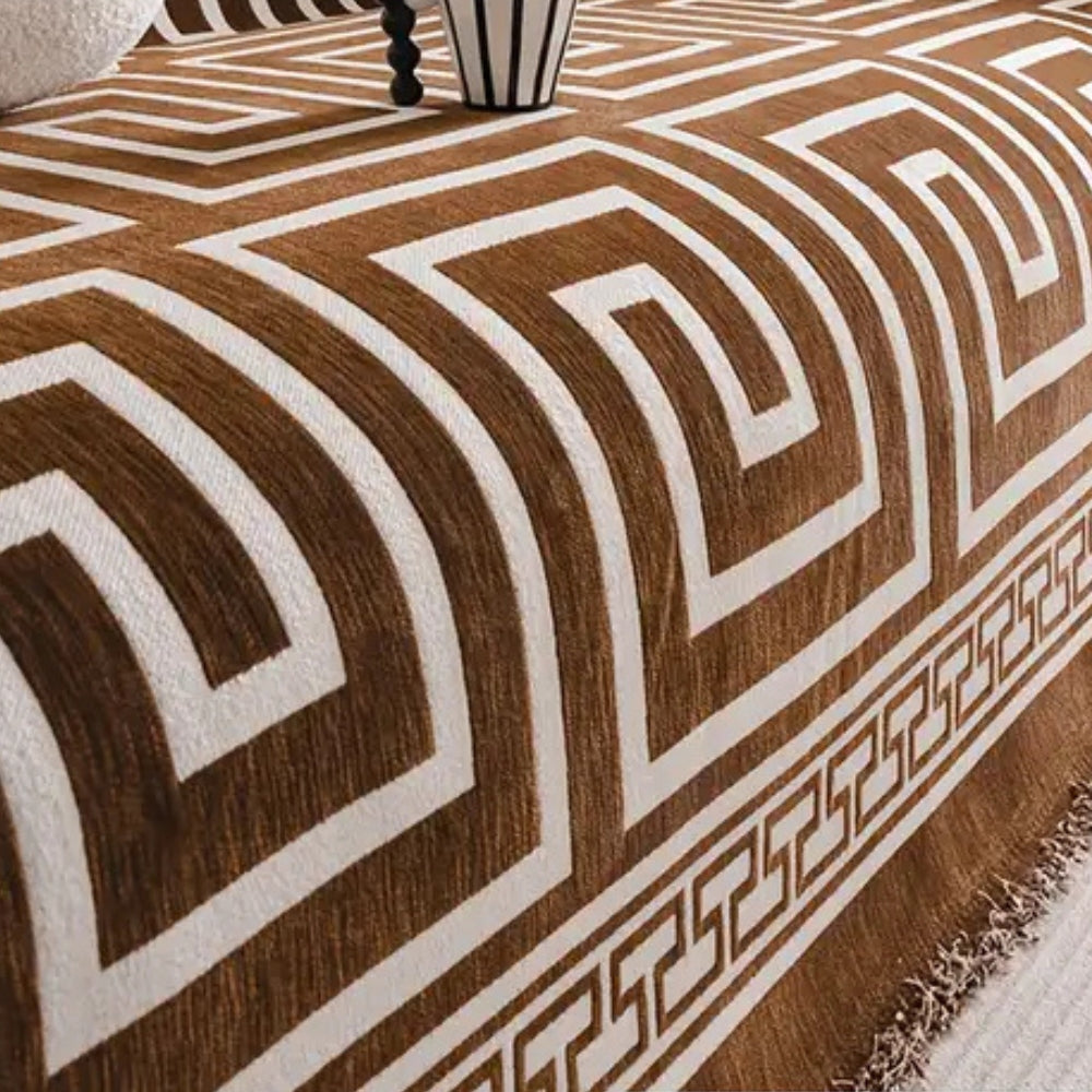 Mosaic Sofa Cover - Chenille, Bohemian Tassels, Durable Slipcover 3