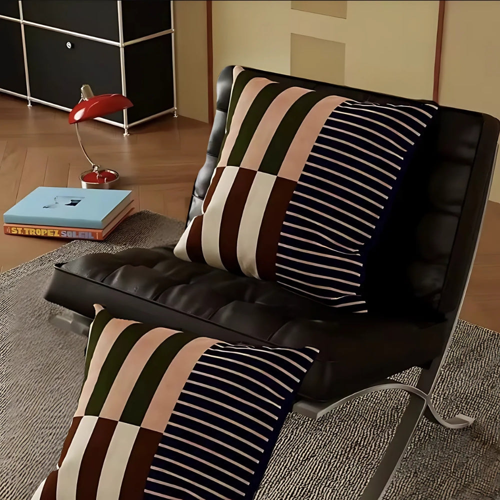 Mosaic Striped Cushion Cover - Microfiber Blend, Double-Sided Print 1