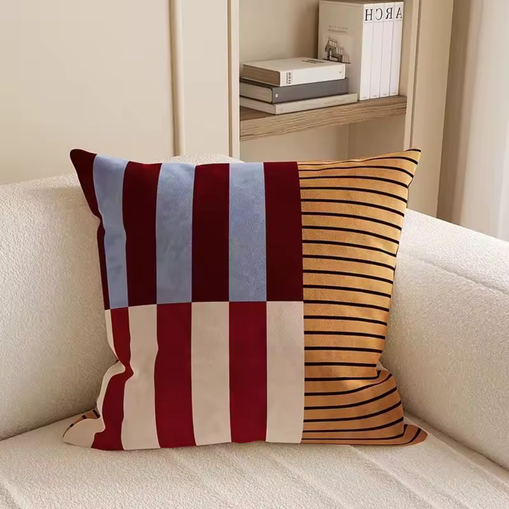 Mosaic Striped Cushion Cover - Microfiber Blend, Double-Sided Print 4